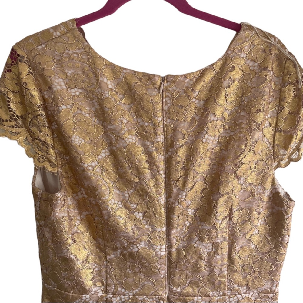 New! Adrianna Papell GOLD Lace Beaded boutique Gown - Picture 9 of 10